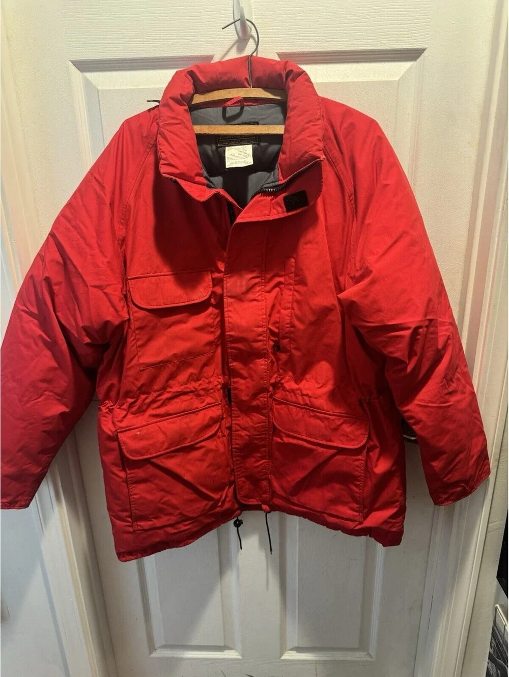 90's EDDIE BAUER GORE-TEX  GOOSE DOWN HOODED RED JACKET SIZE Lg
